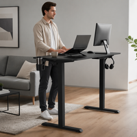 Bureau de jeu intelligent AOR avec levage électrique, support pour casque et porte-gobelet, hauteur réglable 72-116 cm, plateau en fibre de carbone