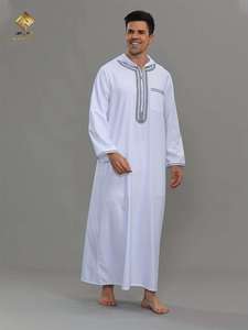 HARAMAIN MEN THOUB Robe islamique brodée pour hommes |   Tissu doux et respectueux de la peau, notre choix - Product Image 1