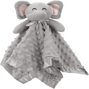 BSCI NBCU CE EN71 penjualan laris mainan boneka kepala hewan sesuai pesanan selimut bayi gajah handuk tidur anak-anak minky untuk bayi