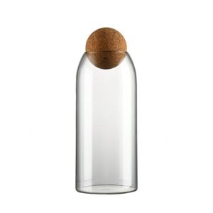 Custom Wholesales Fancy 500/800/1200 Ml Multiple Size Cork <b>Food</b> <b>Container</b> Kitchen <b>Storage</b> <b>Glass</b> Jar With Wood Ball Lid - Product Image 2