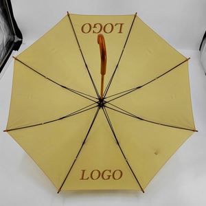 Paraguas Recto de Madera con Apertura Automática y Mango en J, con Logotipo OEM, para Promoción de Hoteles y Clubes, Color Amarillo, en Tendencia - Product Image 4