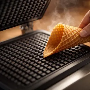 Machine à gaufres commerciale robuste, en acier inoxydable, pour des gaufres croustillantes avec revêtement antiadhésif pour équipement de cuisine - Product Image 4