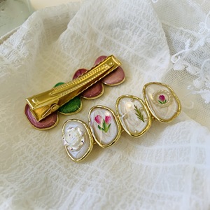 Barrette à <span class=keywords><strong>cheveux</strong></span> vintage en perles et <span class=keywords><strong>fleurs</strong></span> séchées, barrette à <span class=keywords><strong>cheveux</strong></span> en forme de fleur séchée, super féerique, tempérament éternel, barrette latérale - Product Image 2