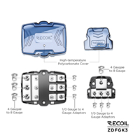 Recoil ZDFGK3 Mini-ANL Sigorta ve Topraklama Bloğu Kiti, 1/0/2/4 Giriş, 4/8 Çıkış, 3 Yollu, Çinko Alaşımı, Krom, Denizcilik Sınıfı, 9 Sigorta 60/80/100A