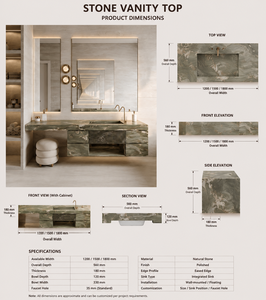YUSHI Élégant lavabo flottant en marbre vert italien, évier en pierre naturelle minimaliste pour la décoration intérieure contemporaine - Product Image 5