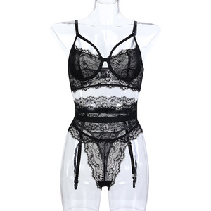 Vente d'usine : Ensemble de lingerie de luxe ultra-fin, broderie dentelle, respirant, en Spandex/Nylon, transparent, très populaire - Product Image 6