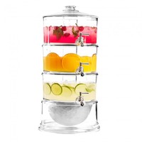 Distributeur de boissons fraîches à 3 niveaux en plastique avec compartiment à glace pour jus de fruits, jus d'orange, limonade – Idéal pour les buffets et les fêtes