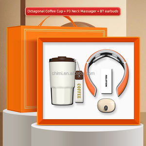 Caja de embalaje de lujo para negocios, conjunto de regalos corporativos, taza de bajo precio, auriculares de masaje para el cuello para aerolíneas, Año Nuevo, uso en oficina, logotipo personalizado - Product Image 3