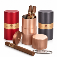 Humidor à cigares de luxe RTS, boîte en métal avec couvercle hermétique à bouton, livraison rapide, emballage de vente au détail de tabac, boîte à cigares portable