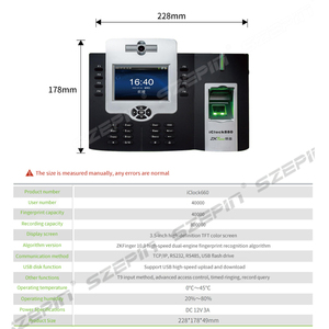 ZK TECO iclock880 hệ thống chấm công sinh trắc học Máy quét dấu vân tay Máy chấm công thời gian đồng hồ vân tay Wifi - Product Image 6