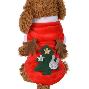 Pet <b>Christmas</b> Reindeer Costume Red Winter <b>Dog</b> Clothes Festive <b>Outfit</b> Comfortable Flannel Coat For Small <b>Dogs</b> - Product Image 2