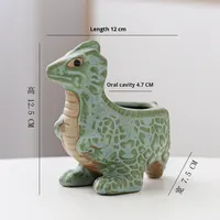 Pot de fleurs moderne en céramique émaillée ornement mignon créatif personnalisé petit animal triangle tyrannosaure rex dinosaure bronze