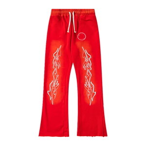 Pantaloni in pile stile americano Casual stile Hip Hop inverno in pile a vita media dritta con coulisse largo largo anteriore - Product Image 5