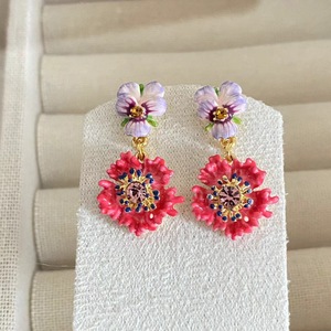 Alla moda elegante stile antico smalto tre colori <span class=keywords><strong>viola</strong></span> <span class=keywords><strong>del</strong></span> <span class=keywords><strong>pensiero</strong></span> Huggie <span class=keywords><strong>orecchini</strong></span> 18K placcato oro donna romantica alla moda di fascia alta - Product Image 1