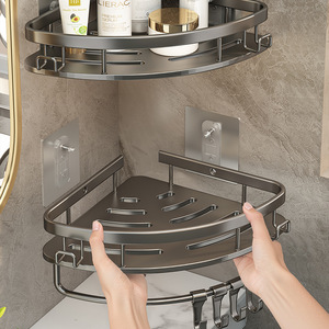Triangle Bathroom Storage Rack Wall Mounted Corner Shelf Durable Shower Sink Vanity Organizer - Product Image 1