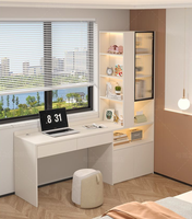 Bureau d'angle moderne et simple avec étagère intégrée pour chambre d'étudiant, combinaison armoire-écriture et rangement