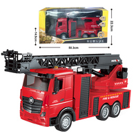Camion de pompiers HuiNa 1361 2.4G RC avec pulvérisation d'eau, 1:18, 9 canaux, échelle élévatrice, avec jet d'eau