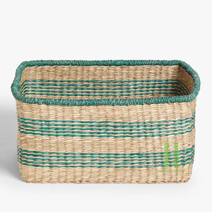 Cesta de Almacenamiento Rectangular Verde Natural, Ecológica, Hecha a Mano en Vietnam, de Mimbre, Moderna y Personalizable, con Capacidad de 3-6L, HNH Craft - Product Image 2