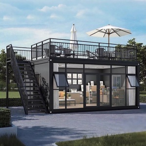 Oficina Modular de un Solo Nivel en Contenedor <span class=keywords><strong>con</strong></span> <span class=keywords><strong>Terraza</strong></span> en el Techo, Cabina Prefabricada <span class=keywords><strong>con</strong></span> Fachada de Vidrio, Espacio de Trabajo, Sala de Estar, Plataforma, Unidad Comercial - Product Image 4