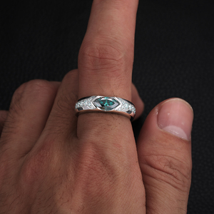 Dropshipping 1ct anello di nozze Moissanite malocchio taglio pera da uomo <span class=keywords><strong>18k</strong></span> oro bianco placcato 925 argento Sterling diamante fidanzamento - Product Image 5