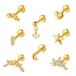 Pendientes <span class=keywords><strong>de</strong></span> <span class=keywords><strong>Titanio</strong></span> <span class=keywords><strong>de</strong></span> Grado Implante ASTM F136 con Rosca Interna para Labret, Hélix, Tragus y Labio, Joyería Fina para <span class=keywords><strong>Piercing</strong></span> Corporal - Product Image 1