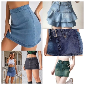 Women's High Waist Denim Mini <b>Skirt</b> Solid Color Stonewashed Casual <b>Summer</b> Style With Pockets Regular Fit Blue Jean <b>Skirt</b> - Product Image 4