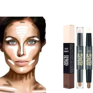 H181 2021 New Double Head Mặt Đường Viền Bronzer Che Khuyết Điểm Bút Lâu Dài 3D Makeup Corrector Đường Viền Stick Pro Che Khuyết Điểm