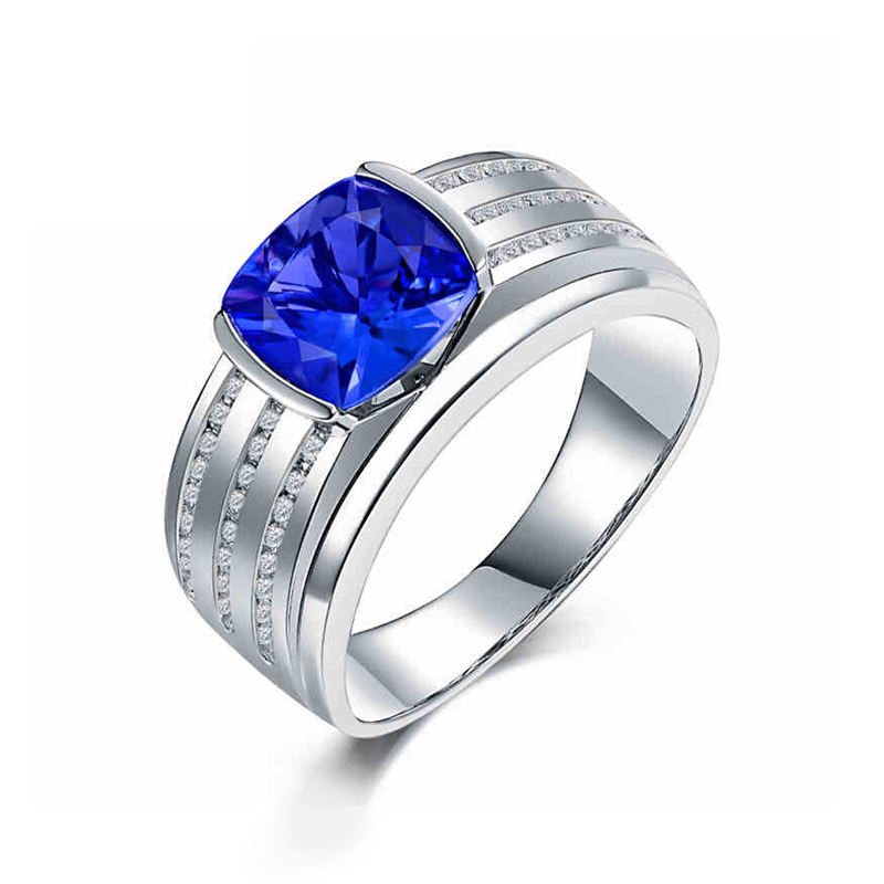 Anello tanzanite naturale oro 18k uomo
