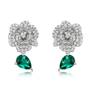 Boucles <span class=keywords><strong>d</strong></span>'oreilles pendantes en argent sterling S925 avec aquamarine cultivée, design élégant pour femme, motif ciel étoilé exagéré, clous <span class=keywords><strong>d</strong></span>'oreilles en forme de rose - Product Image 5