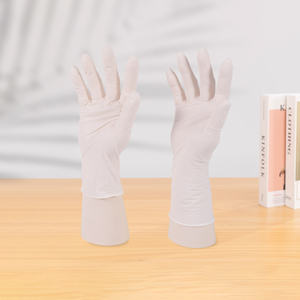 ถุงมือยางตรวจโรคแบบไม่มีแป้ง สีขาวนม ขนาด 9 นิ้ว ยืดหยุ่นสูง ทนทาน หนา 5 มิล ขอบตัด - Product Image 5