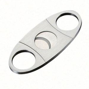 Ciseaux coupe-cigares modernes pliables en acier inoxydable personnalisés, logo, vente en gros, accessoires pour cigares de haute qualité, double lame - Product Image 1