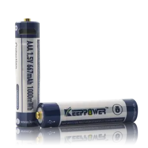 Keeppower P1044U1 एएए माइक्रो यूएसबी 10440 1.5V 667mAh Rechargeable ली आयन बैटरी