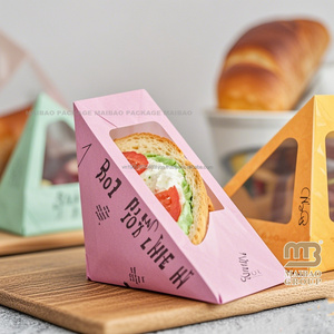 กระดาษคราฟท์ทรงสามเหลี่ยมสำหรับนำออกบรรจุภัณฑ์สำหรับอบกล่องแซนวิชพร้อมกล่องกระดาษโชว์ที่หน้าต่าง - Product Image 2