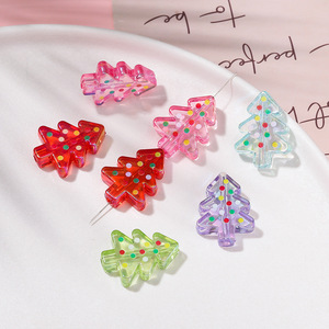 Llavero de acrílico con forma de árbol de Navidad, color aleatorio, accesorio de joyería para correa de teléfono DIY - Product Image 1
