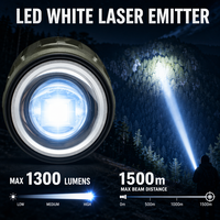Lampe torche tactique LED longue portée, zoom télescopique, alliage d'aluminium, lanterne COB ultra-lumineuse, rechargeable, torche de randonnée en plein air