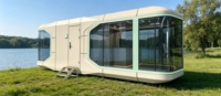 Nouvelle maison conteneur moderne personnalisable 2026, maison capsule spatiale modulaire préfabriquée mobile pour hébergement extérieur