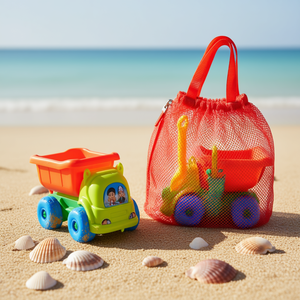Ensemble de jeu de camion à sable miniature pour enfants avec outils de plage, jouet d'extérieur en plastique, emballé dans un sac en filet - Product Image 3