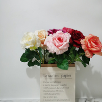 Roses artificielles en soie de haute qualité, à tige unique, fleurs artisanales pour la décoration de mariage