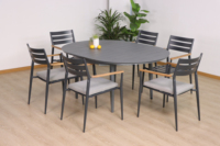 Prix de gros cadre en aluminium de bonne qualité table à rallonge ronde d'extérieur ensemble de meubles de salle à manger d'extérieur moderne pour patio