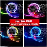 Câble de charge USB Bio 3 en 1 6A 66W Type-C Micro RGB, câble de charge lumineux coloré pour téléphone Android