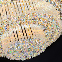 Lustre d'éclairage rond en cristal de luxe de couleur d'or de LED de salon