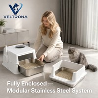 Bac à litière pour chat entièrement fermé en acier inoxydable, entrée par le haut, détachable, grande taille, anti-éclaboussures, désodorisant, toilettes pour animaux de compagnie, vente en gros