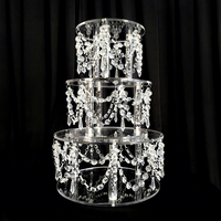 Ensemble de supports à gâteau en acrylique doré à 3 niveaux, style lustre, D20 D25 D32cm, élégant centre de table pour mariage, anniversaire, fête