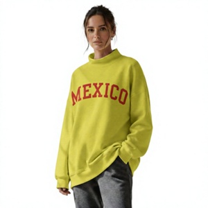 Sweat-shirt oversize à col montant pour femme, imprimé Mexique, en coton, manches longues, design asymétrique, tenue décontractée d'automne - Product Image 1