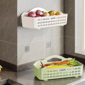 Lcoco Wall Mounted <b>Storage</b> Basket Rectangle Punch Free For Kitchen Vegetable <b>Fruit</b> <b>Storage</b> - Product Image 1