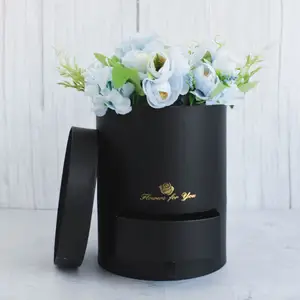 กล่องใส่ดอกไม้กระดาษทรงกระบอกสำหรับงานฝีมือหรูหรากล่องทรงกลมบรรจุภัณฑ์ของขวัญสำหรับดอกไม้ของขวัญ