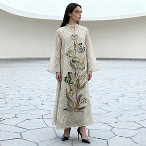 Vestido Abaya de Poliéster Bordado de Primera Calidad para Mujeres Musulmanas, Personalizado, Venta al Por Mayor, OEM, ODM - Product Image 4