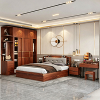 Ensemble de meubles de chambre à coucher tendance de style rustique contemporain pour chambre d'hôtes de villa