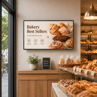 Écran mural commercial de 65 pouces avec panneau IPS à quatre bords égaux pour la signalisation numérique des menus dans les cafés et les boulangeries
