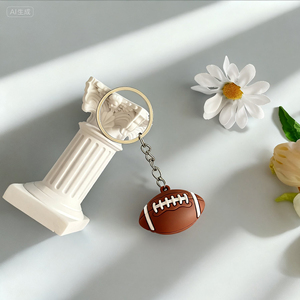 QYS <b>Custom</b> 3D PVC Rubber Football Mascot Keychain Cartoon Silicone <b>Key</b> <b>Ring</b> Sports Souvenir Gift - Product Image 4